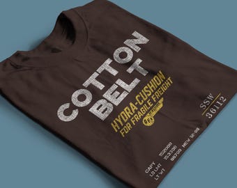 Cotton Belt - St. Louis Southwestern Railway T-Shirt | SSW Train Shirt, Railroad Gift & Retro Logo Vintage Apparel | Brown | Standard Fit