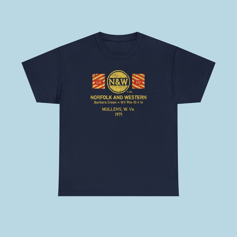 Navy Norfolk and Western Railway t-shirt product image. Perfect train lover gift