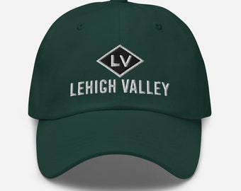 Lehigh Valley Railroad hat | embroidered LV/LVRR vintage railroad hat, retro logo railway memorabilia, dad hat | Green | OSFM