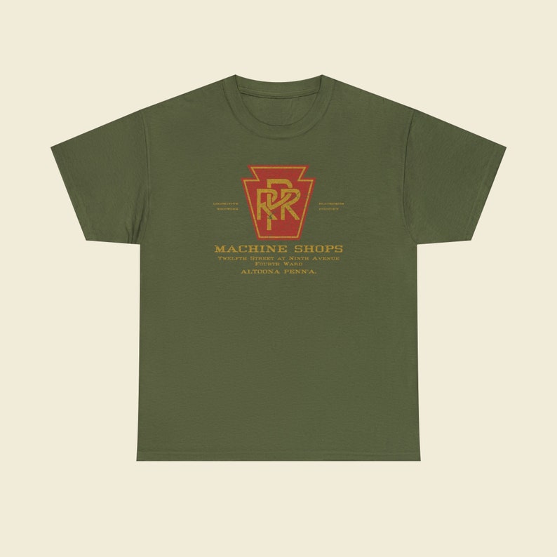 Olive Pennsylvania Railroad train t-shirt made just for rail fans