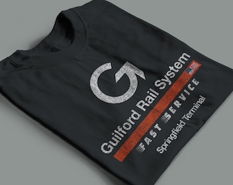 Springfield Terminal Railway T-Shirt | ST "Guilford G" Train Shirt, Vintage Railroad Memorabilia & Train Lover Gift | Black | Standard Fit