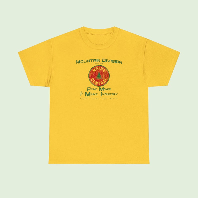 Simple straight-on product image of Yellow Maine Central Railroad t-shirt