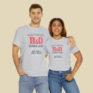 Baltimore and Ohio Railroad BO train tee shirt for train lovers & train enthusiasts Light Beige-Gray image 8