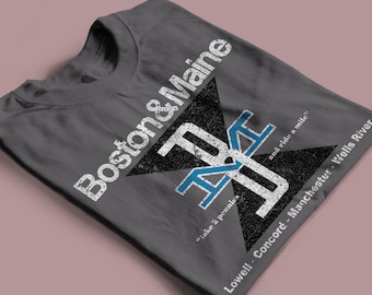 Boston & Maine Railroad T-Shirt | Retro Logo Railroader shirt | Vintage Railroad and Train Enthusiast Gift | Charcoal Gray | Standard fit