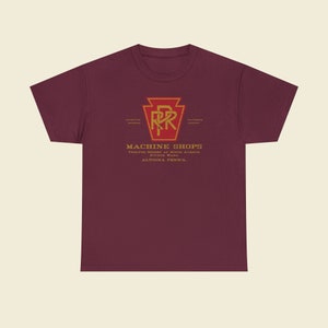 Maroon Pennsylvania Railroad train t-shirt made just for train enthusiasts