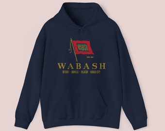 Wabash Railroad Hoodie | WAB "Locomotive Logo" Train Gift for Railfans & Train Enthusiasts | Vintage Railroad Apparel | Navy | Standard Fit