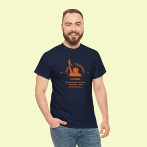 Man in his 20s proudly wears the CNJ railroad shirt, a perfect train gift for men