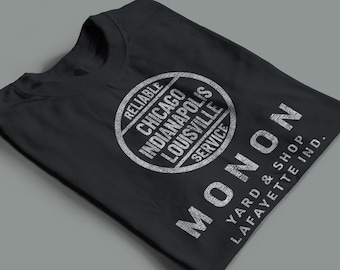 Monon Railroad T-Shirt | MON Train Shirt, Train Lover Gift & Railroader Shirt | Vintage Railroad Retro Logo T-Shirt | Black | Standard Fit