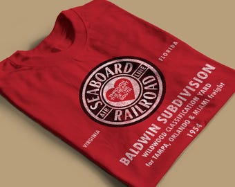 Seaboard Air Line Railroad T-Shirt | SAL Train Shirt Vintage Railroad Clothing | Gift for Train Lovers | Retro Logo Tee | Red | Standard Fit