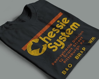 Chessie System Railroad T-Shirt | CSRR Chessie Cat Logo Colors | Pittsburgh Division | Vintage Train Shirt | Black or Navy | Standard Fit