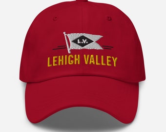 Lehigh Valley Railroad hat | embroidered LV/LVRR vintage railroad hat, retro logo railway memorabilia, dad hat | Red | OSFM