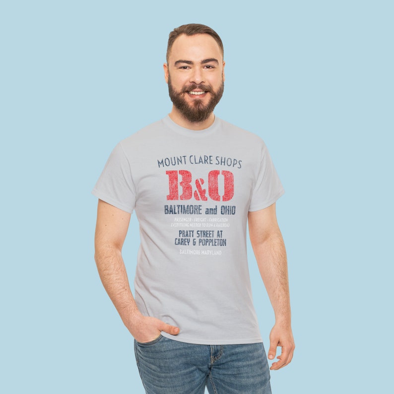 Baltimore and Ohio Railroad BO train tee shirt for train lovers & train enthusiasts Light Beige-Gray image 4