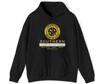 Southern Railway Hoodie | SOU "Spencer" Train Gift for Railfans & Train Enthusiasts | Vintage Railroad Apparel | Black/Green | Standard Fit