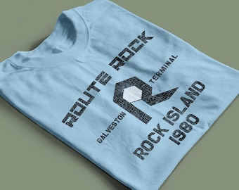 Chicago, Rock Island & Pacific Railroad T-Shirt | Vintage ROCK Train Shirt | Rock Island Retro Logo Railfan Apparel | Blue | Standard Fit