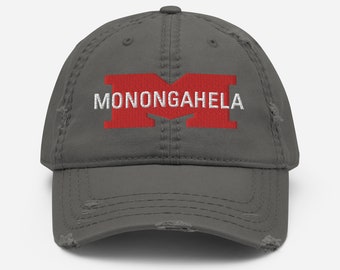 Monongahela Railway railroad hat | embroidered MGA vintage railroad hat, retro logo railway memorabilia, distressed dad cap | Gray | OSFM