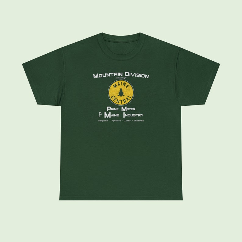 Simple straight-on product image of Green Maine Central Railroad t-shirt