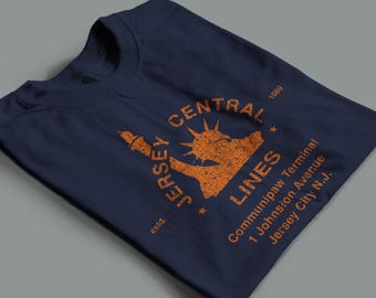 Central Railroad of New Jersey Train Shirt | Invert CNJ Retro Logo Heritage Railroad Clothing & Train Gifts | Navy | Standard Fit