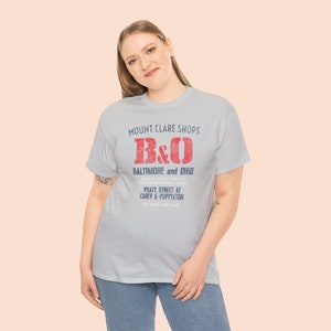 Baltimore and Ohio Railroad BO train tee shirt for train lovers & train enthusiasts Light Beige-Gray image 3