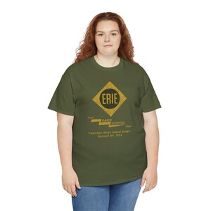 Erie Railroad train tee shirt, train gifts, train shirt, train gifts for men, train lovers, train enthusiast ERIE Military Green image 6