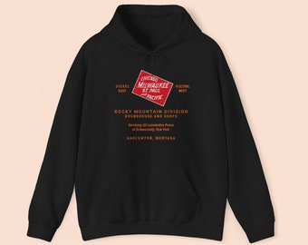 Milwaukee Road Hoodie | MILW Train Gift for Railfans & Train Enthusiasts | Vintage Railroad Apparel | Standard Fit | Black