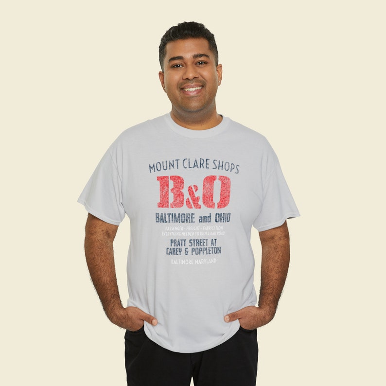 Baltimore and Ohio Railroad BO train tee shirt for train lovers & train enthusiasts Light Beige-Gray image 6