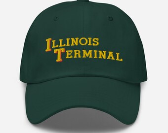 Illinois Terminal Railroad hat | embroidered block letter ITC vintage railroad hat, retro railway memorabilia for train lover | Green | OSFM