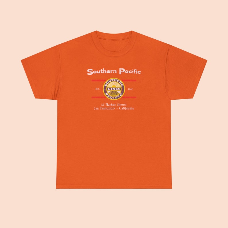 Orange Southern Pacific Railway Daylight 
train t-shirt