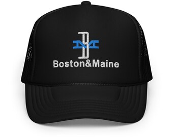 Boston & Maine Railroad hat | embroidered BM vintage railroad hat, retro logo railway memorabilia, foam trucker cap | Black | OSFM