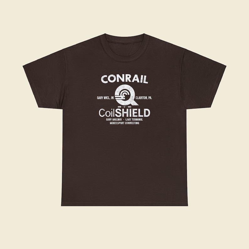 Conrail T-Shirt CR CoilSHIELD Retro Logo Train Lover Gift Vintage Railroad Apparel & Memorabilia for Railfans Brown Standard Fit image 1