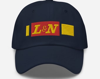 Louisville & Nashville Railroad hat | embroidered LN vintage train hats, railway memorabilia and train lover gift, dad cap | Blue | OSFM