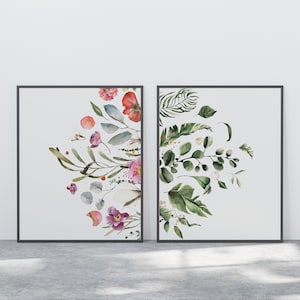 Printable Wall Art Set of 2, Botanical Wall Art, Botanical Print, Floral Wall Art, Floral Print, Digital Print, Wall Decor, Watercolor Print
