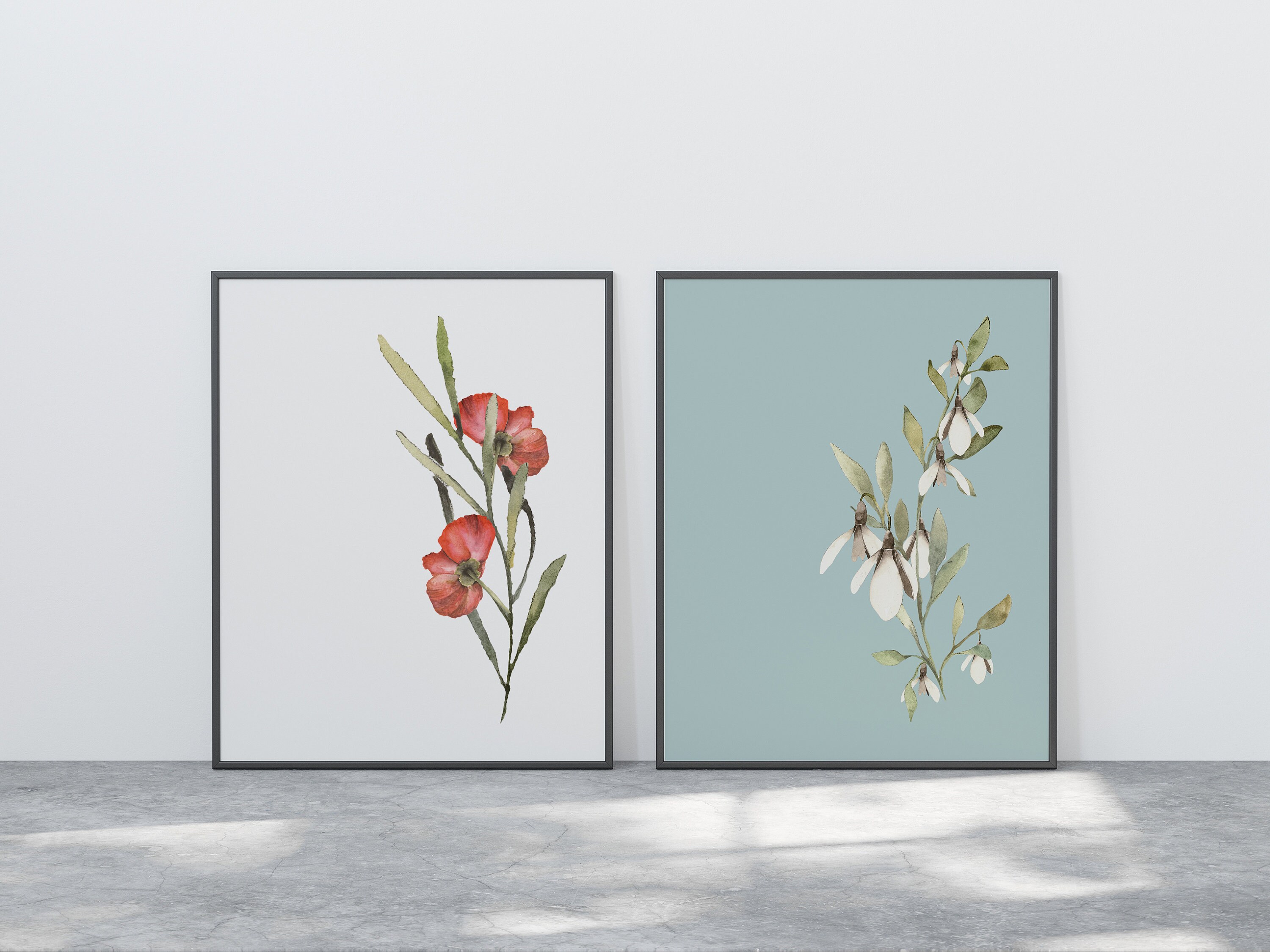 Floral Printable Wall Art Set of 2 Floral Wall Art Flower Etsy