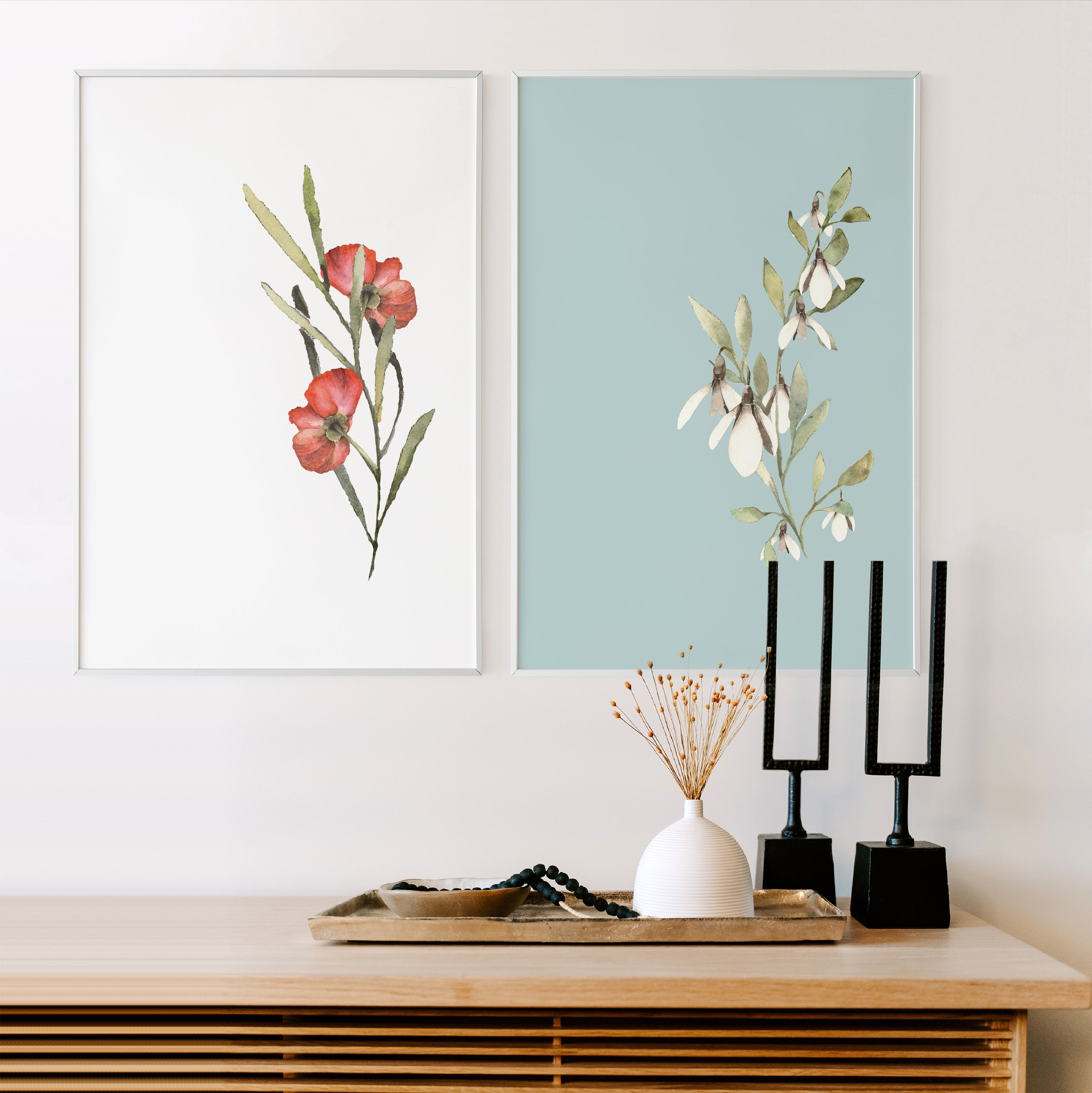 Floral Printable Wall Art Set of 2 Floral Wall Art Flower Etsy