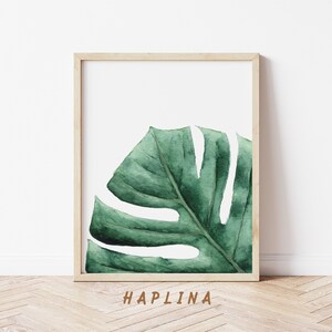 Printable Wall Art Leaf, Leaf Wall Art, Monstera Wall Art, Botanical ...