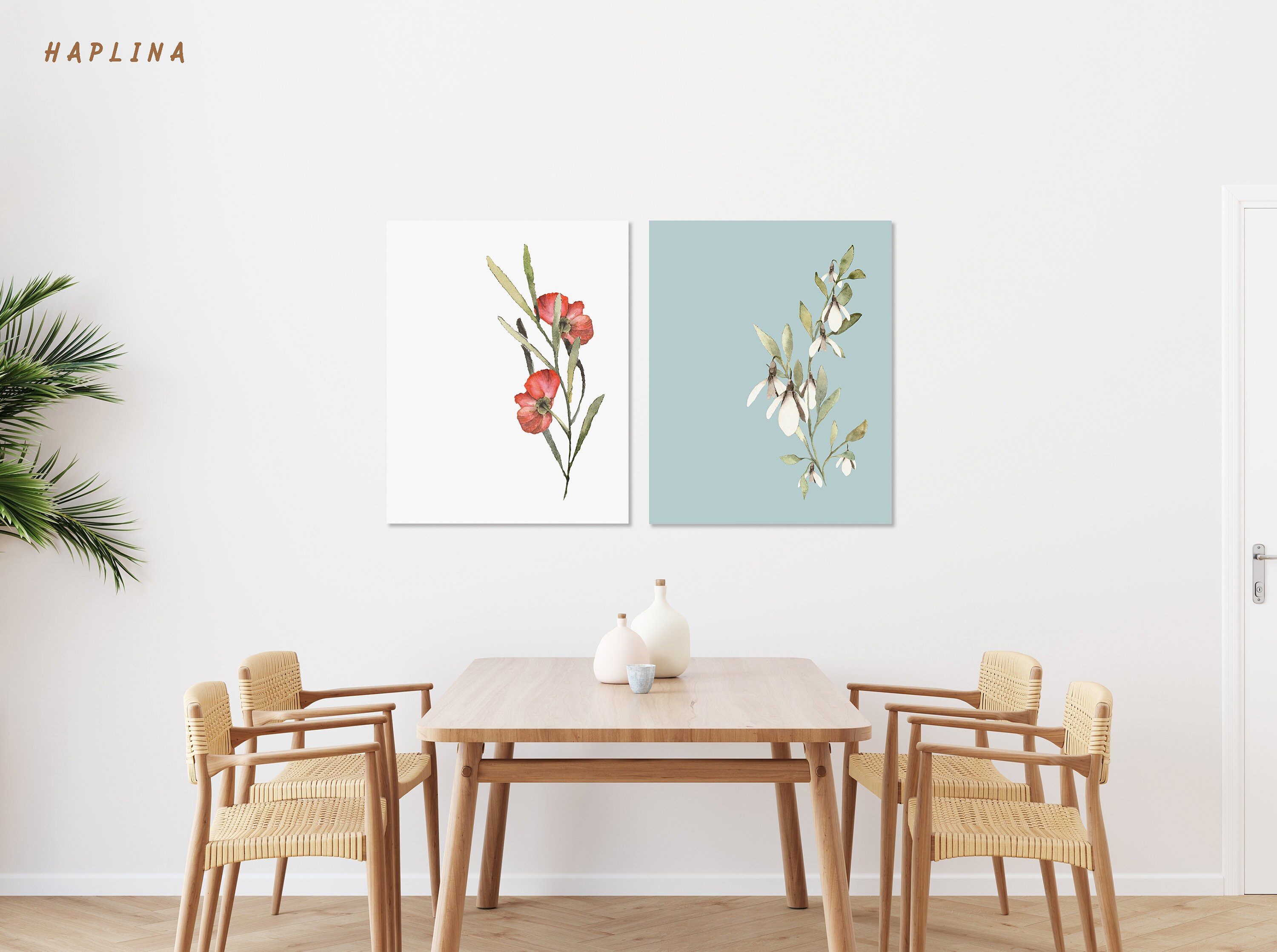 Floral Printable Wall Art Set of 2 Floral Wall Art Flower Etsy
