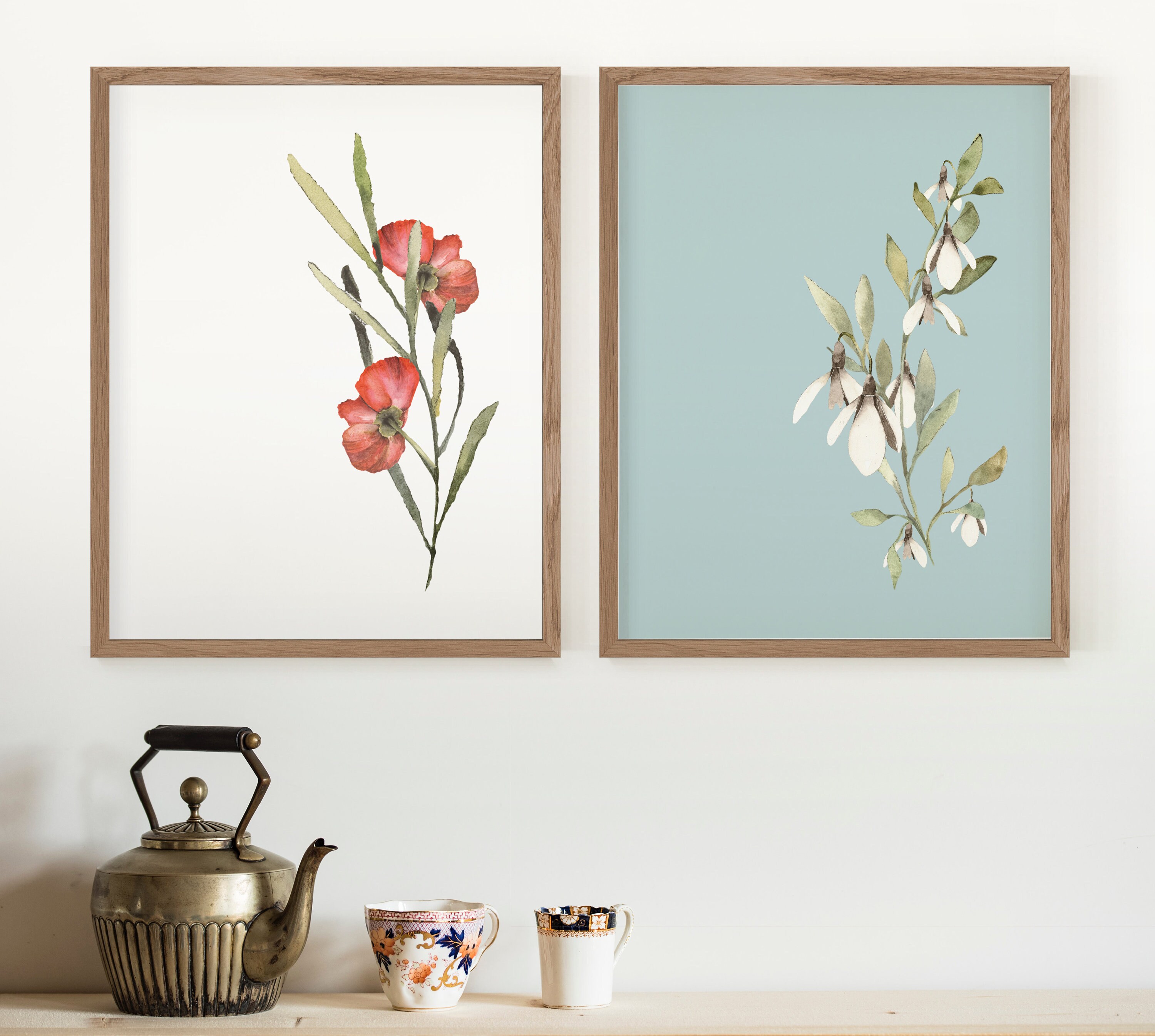 Floral Printable Wall Art Set of 2 Floral Wall Art Flower Etsy