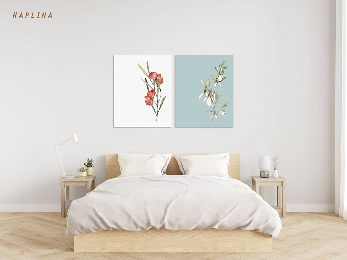 Floral Printable Wall Art Set of 2 Floral Wall Art Flower Etsy