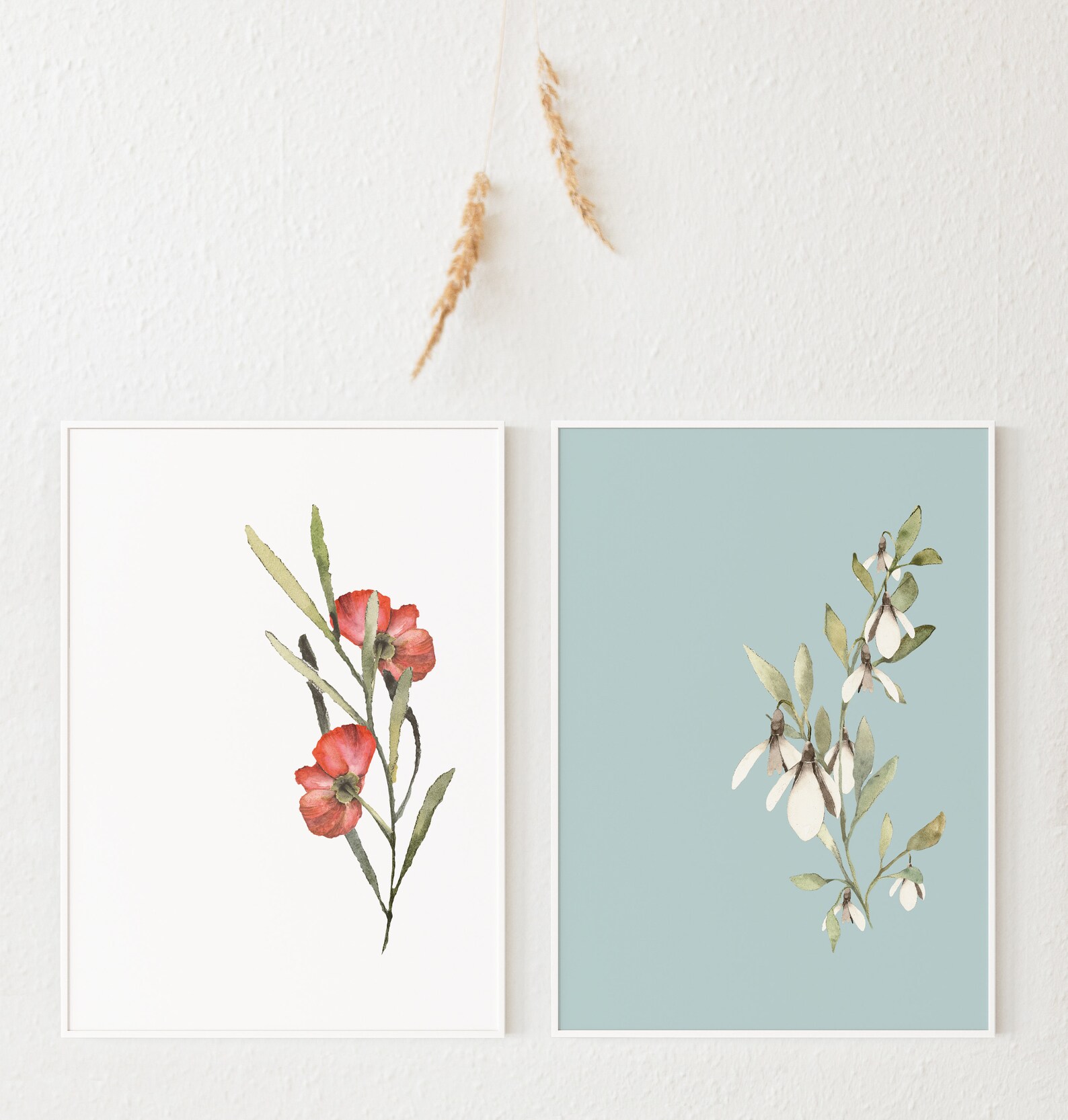 Floral Printable Wall Art Set of 2 Floral Wall Art Flower Etsy
