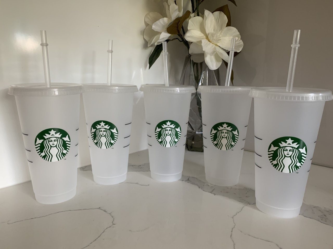 Plain Starbucks Cups Venti Size 700ml With Lid and Straw Etsy