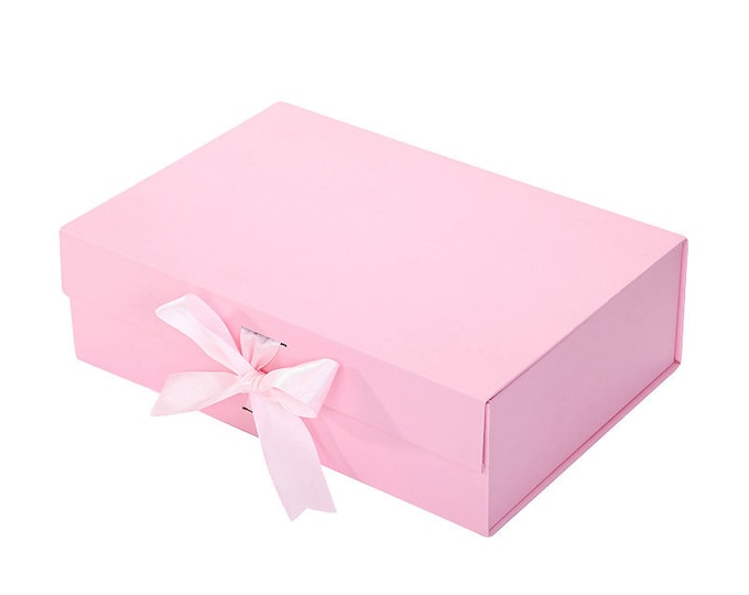 PINK Magnetic Gift Box With Matching Ribbon Collapsible - Etsy