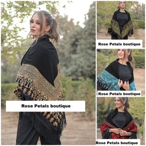 new design large size Shawl / poncho/ wrap with Red Palestinian Stitch / Embroidery