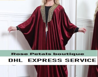 Ensemble robe brodée en velours et abaya TAILLE UNIQUE Amazing bisht