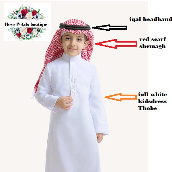 Thobe Thoub Robe Dishdasha Islamic Arabian Kaftan Boys Kids Saudi Style