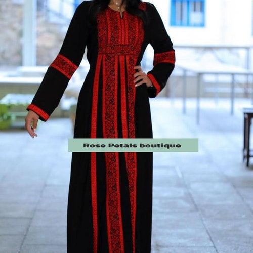 Thobe Embroidered Palestinian Maxi Dress Long Sleeves Kaftan - Etsy