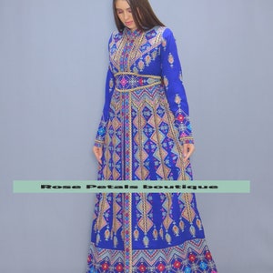 blue Stunning Modern embroidered thobe ,kaftan Stunning colors, stylish design and beautiful embroidery
