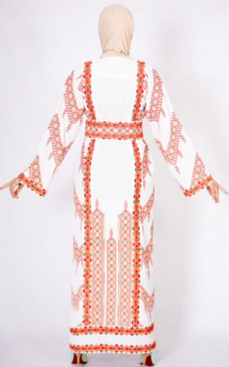 Princess Thobe Embroidered Palestinian Maxi Dress Long Sleeves Kaftan Palestinian Design And Embroidery
