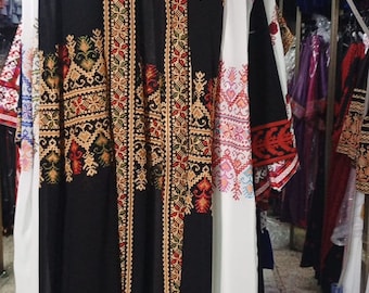 Amazing All Long Embroidery Palestinian Open Sleeveless Abaya Vest