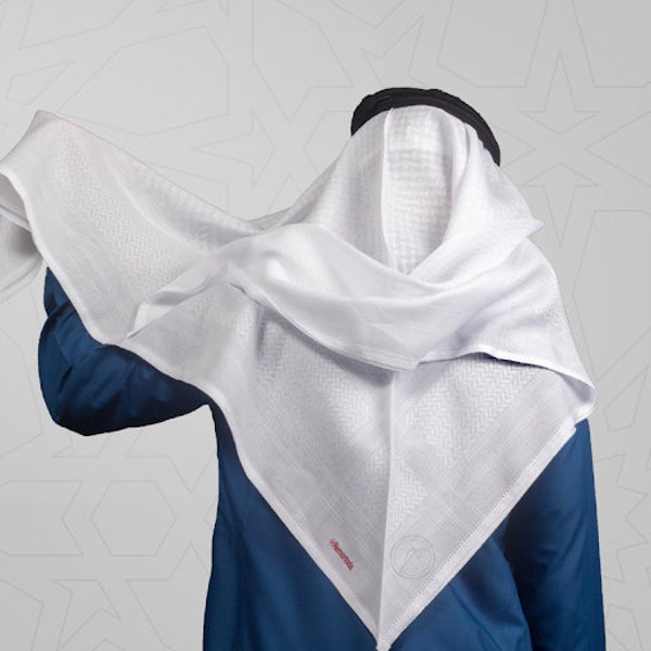 white shemagh plus headband premium quality iqāl agal Arabic headbond ,scarf kuffeah