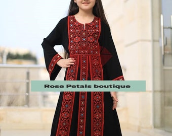 embroidery girl dress heritage Palestinian Jordanian tatreez school independence day