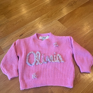 Name or initials sweater: personalized & embroidered for baby, toddler, child. birthday, baby shower, Valentine&#39;s Day, Christmas gift